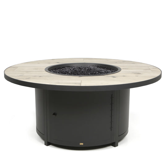 54 Round Chat Height Capri Fire Pit Silver Oak Top