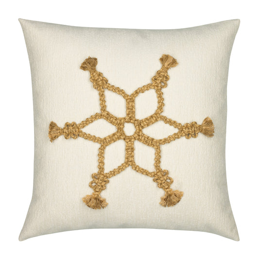 20" Square Elaine Smith Pillow Snowflake Gold