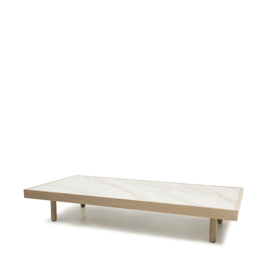 Grande Coffee Table Alabaster Top Flax Finish