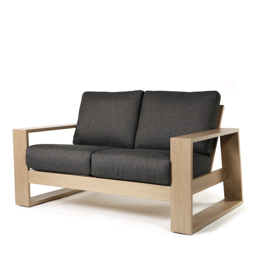Novara Loveseat Nurture Charcoal Cushions Flax Finish