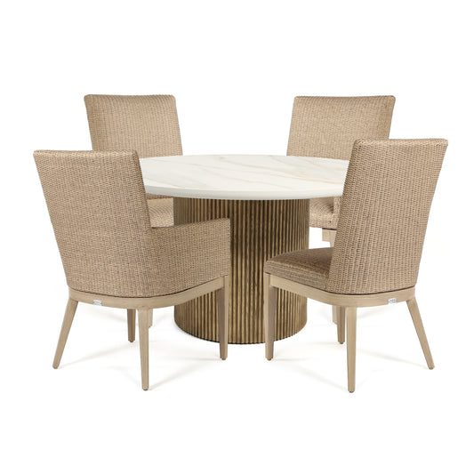 Siena 5 Piece Dining Set Alabaster Top
