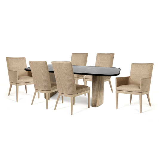 Siena 7 Piece Dining Set Onyx Top